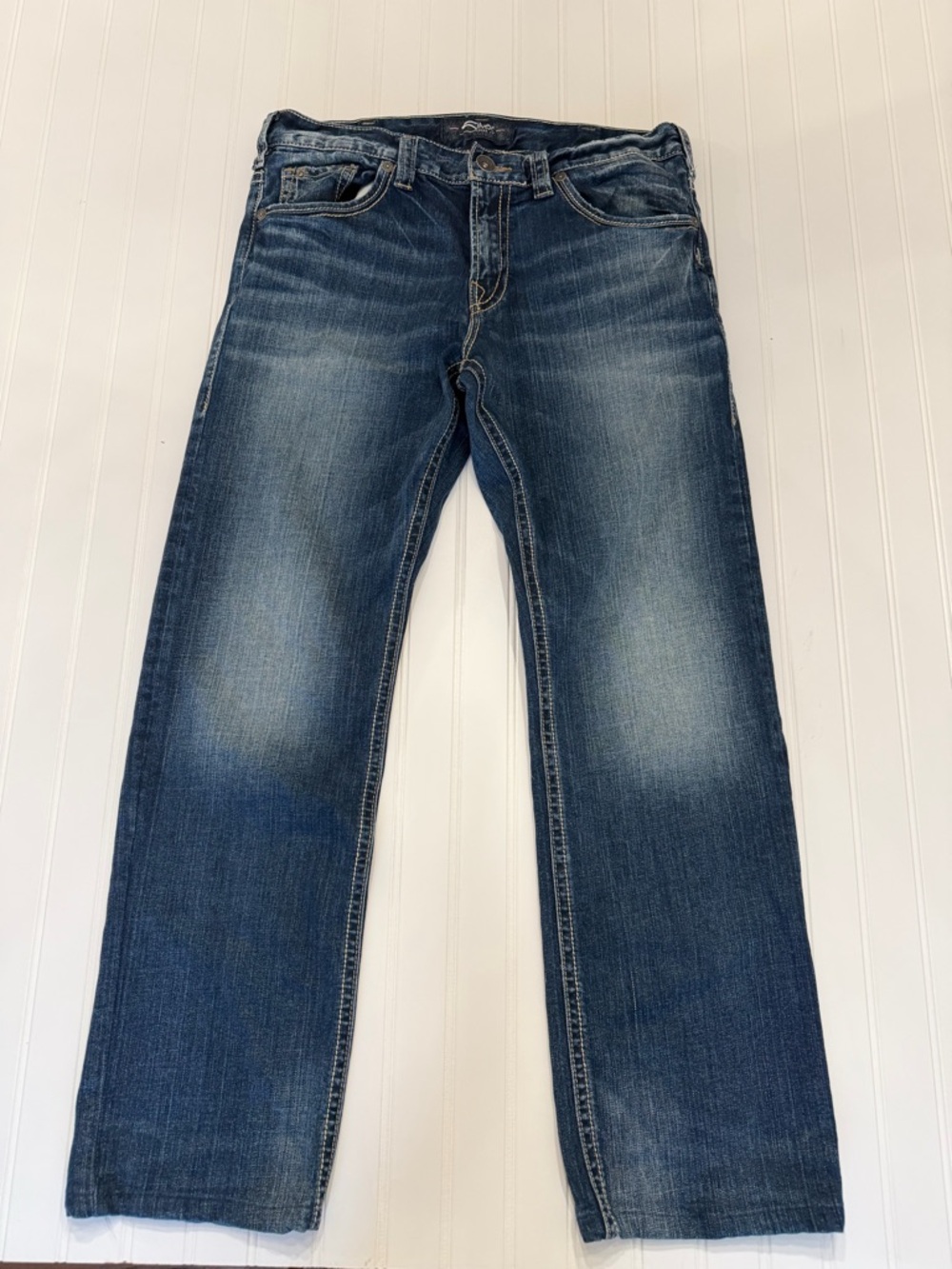Silver Jeans Mens 34X30 Zac Blue Straight Leg Relaxed Medium Wash Denim